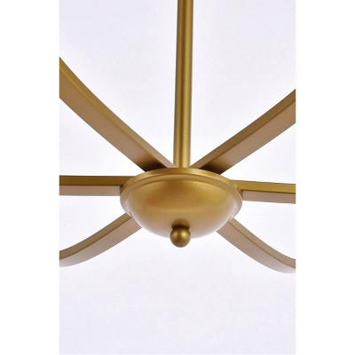 Elegant Brass and Iron 6-Light Adjustable Pendant Chandelier