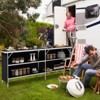 Tangkula Portable Bar Table Folding Camping Table w/ Aluminum Alloy Frame 2-Tier Shelves - 3 of 4