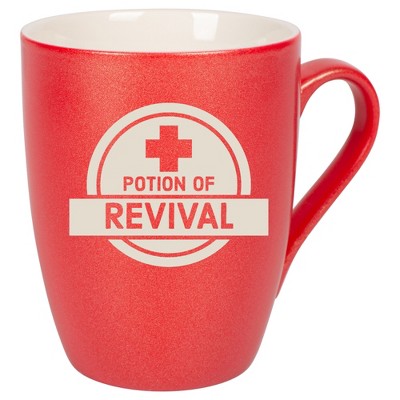 100 North Magic Potion 10 Ounce Crimson Red Metallic Finish, Comfortably Fits Your Hands, New Bone China Coffee Tea Cup Mug, Potion of Revival