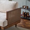 ModernLuxe 3-Seater Sofa, 72"W Boucle Sofa Couch with Square Arm, Wooden Frame and Cane Rattan Decor - 3 of 4