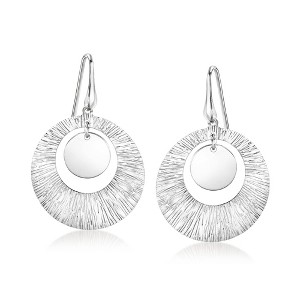 Ross-Simons Italian Sterling Silver Textured Circle Drop Earrings - 1 of 3