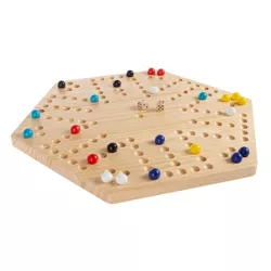 Toy Time Wooden Strategic Game Set With Board, Marbles, and Dice