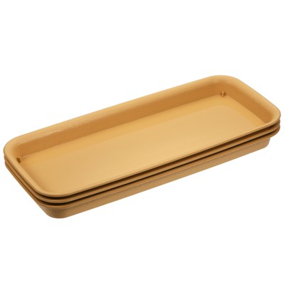 Unique Bargains Indoor Outdoor Plastic Rectangular Plant Pot Saucers Flower Drip Tray 3 Pcs