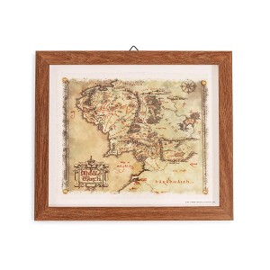 Silver Buffalo The Lord Of The Rings Middle-Earth Map Framed Canvas Wall Art | 14 x 12 Inches - 1 of 4