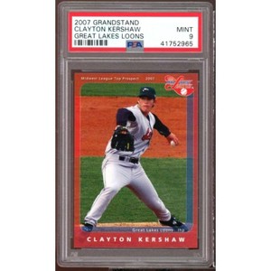 Clayton Kershaw Rookie Card 2007 Grandstand Great Lakes Loons #nno PSA 9 - 1 of 2