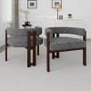 Teddy Fabric Upholstered Dining Arm Chairs Set of 2,Curved Back Barrel Accent Armchair with 3 Legs,Living Room Bedroom Side Chair-Coolbibila - 2 of 4