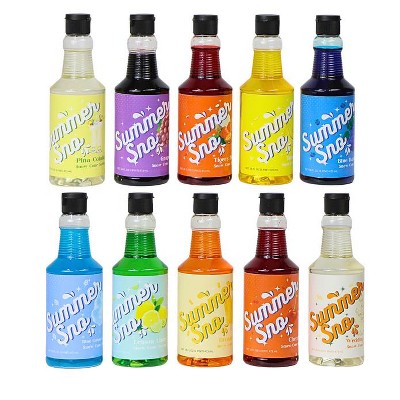 HomeStock Summer Sno Snow Cone Syrup 10 Pack - All Flavors