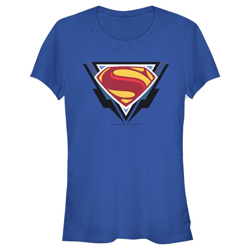 Juniors Womens Zack Snyder Justice League Superman Comic Logo T-Shirt, 1 of 5