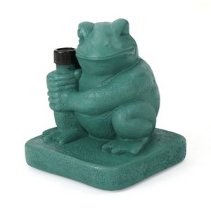 GDFStudio Andy Outdoor 60 lbs Concrete Frog Shape Umbrella Base, Green - 1 of 4