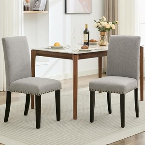 Acekool Upholstered Dining Chairs Set of 2, Wood Legs, Linen Fabric, for Dining Room and Kitchen - 1 of 4