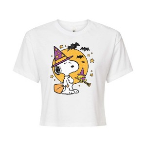 Women's - Peanuts - Snoopy Woodstock Witchcraft Cropped Graphic T-Shirt - 1 of 4
