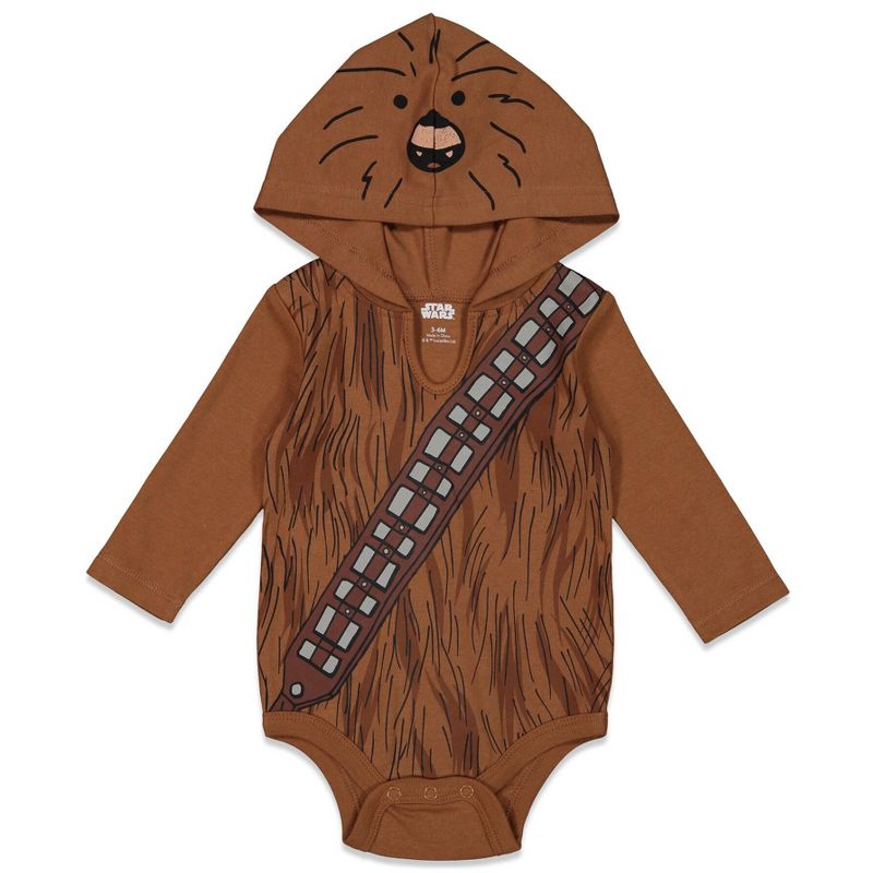 Star Wars Chewbacca Darth Vader R2-D2 Baby 3 Pack Long Sleeve Bodysuits Newborn to Infant, 4 of 10