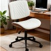 Adjustable Armless Office Chair with Wood Frame and PU Leather, Swivel Desk Chair with Wheels for Home Workspace-3irtyhousy - 2 of 4