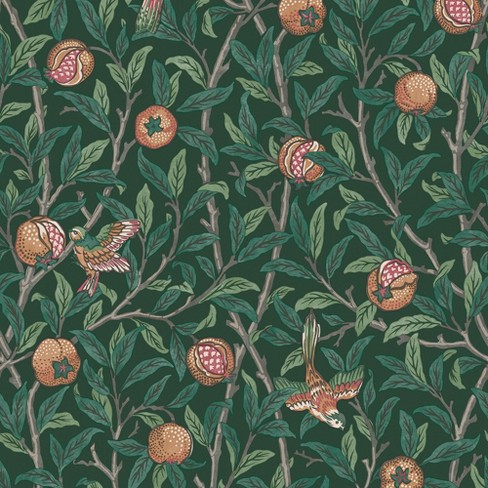 William Morris At Home Bird & Pomegranate Deep Green Wallpaper : Target