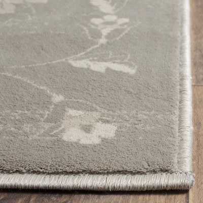 Grey and Ivory Hand-Knotted Viscose Rectangular Area Rug