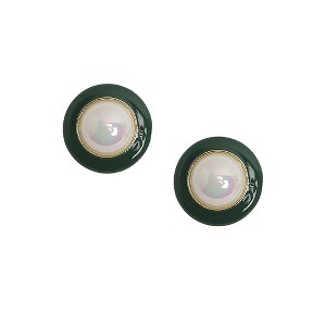 SOHI Women's Emerald Green Enamel Pearl Stud Earrings - 1 of 4