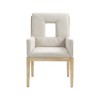 Meridian Furniture,Gwendolyn Cream Linen Textured Fabric Dining Arm Chair - 3 of 4