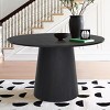 5-Piece Round Dining Table Set, 46'' Pedestal Table with 4 Rattan Cane Back Dining Chairs, Modern Farmhouse & Boho Kitchen Set-Maison Boucle - 3 of 4