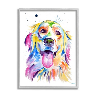 Stupell Industries Watercolor Style Happy Dog Face Framed Giclee