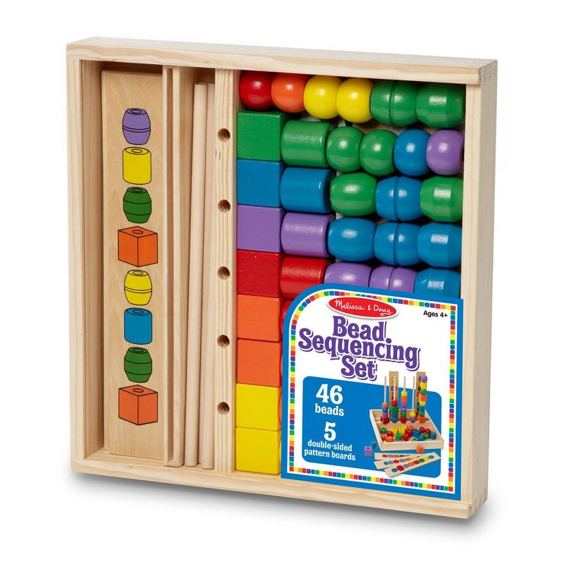 Melissa &#38; Doug Bead Sequencing Set With 46 Wooden Beads and 5 Double-Sided Pattern Boards, 4 of 16