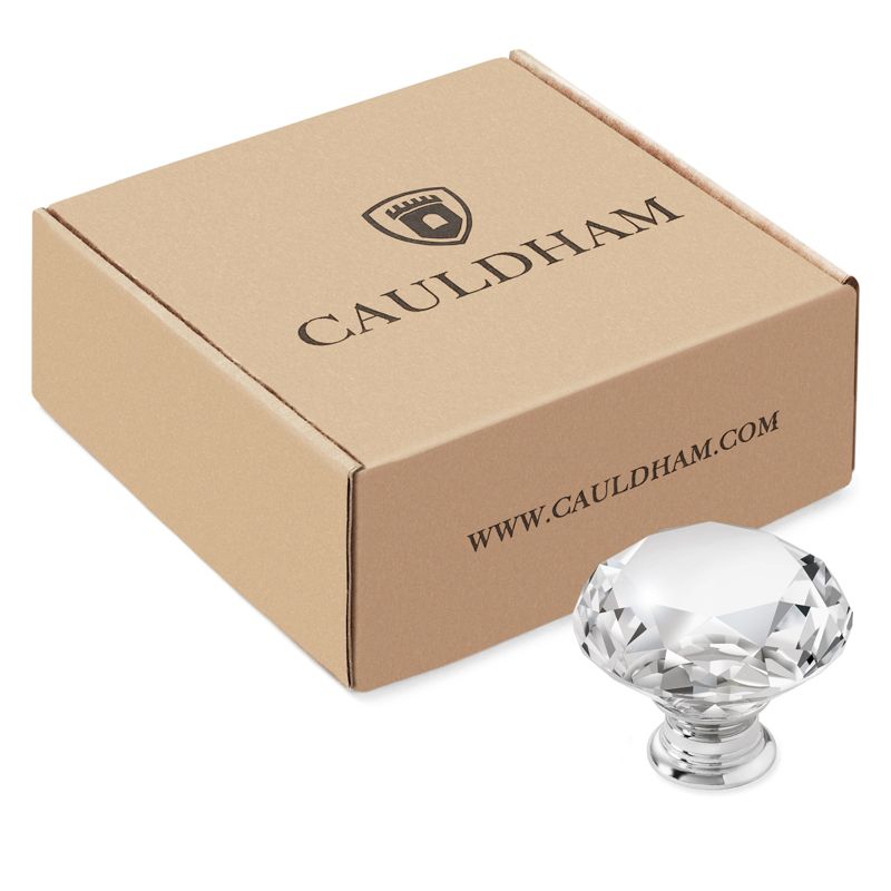 Cauldham Premium Glass Crystal Kitchen Cabinet Knobs Pulls (1-5/8" Diameter) - Dresser Drawer/Door Hardware - Style C444, 4 of 7