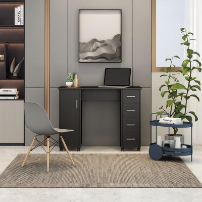 Wooden Study Table For Students Home Office Desks With Hutches Writing Desk With Drawers And Cabinet Wheeled Desks-The Pop Home
