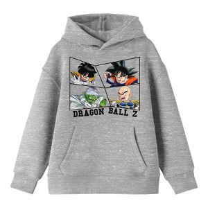 Dragon Ball Z Characters In Irregular Frames Long Sleeve Athletic Heather Boy's Hooded Sweatshirt - 1 of 3