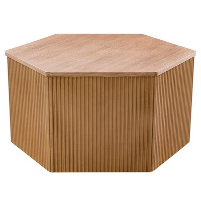 NicBex Modern 34" Hexagon Coffee Table with Wood Frame for Living Room and Office, Natural