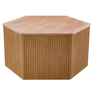 NicBex Modern 34" Hexagon Coffee Table with Wood Frame for Living Room and Office, Natural - 1 of 4