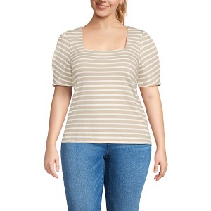 Lands' End Women's Puff Sleeve Mariner Square Neck Top - 1 of 3