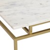 Coast to Coast Accents Modern Burnished Gold Rectangular Accent Table 24" x 14" White Marble Tabletop with Shelf for Living Room - 3 of 4