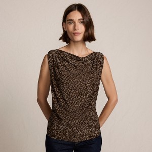 Lands' End Women's Sleeveless Silky Knit Drape Front Top - 1 of 4