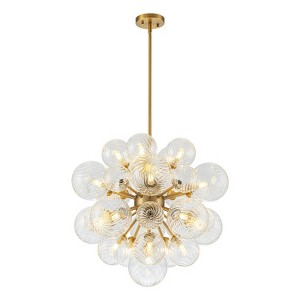LLHZSY 21-Light Brushed Gold Chandelier with Clear Textured Glass Shade - 23 3/5" - 1 of 4