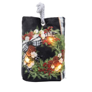 C&F Home Gingham Wreath Light-Up LED Door Stop - 1 of 3