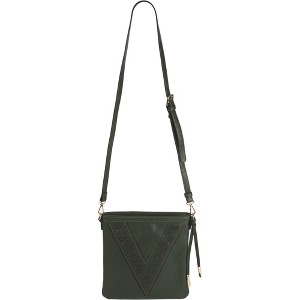 Pavilion Gift Company - Jordan Pine - 10.5" x 1" x 11.75" Pine/Taupe Laser Cut Cross Body - Handbags - 1 of 4