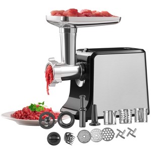 VEVOR Meat Grinder, 3 Lbs/Min Capacity Electric Meat Grinders with Blade, Grinding Plate, Sausage Maker, Kubbe Kit, Burger Press, Silver - 1 of 4