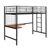 CAVINAS Twin Size Modern Loft Bed with Desk & Metal Grid,Simple Metal Bed Frame for Bedroom,Study,Black - 3 of 4