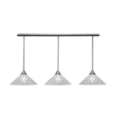 Toltec Lighting Stem 3 - Light Chandelier in  Brushed Nickel with 16" Italian Bubble Shade