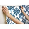 RoomMates Hygge Fern Damask Peel and Stick Wallpaper Blue: Vinyl, Self-Adhesive, Removable, Modern Decor, 28 Sq Ft Coverage - 2 of 4
