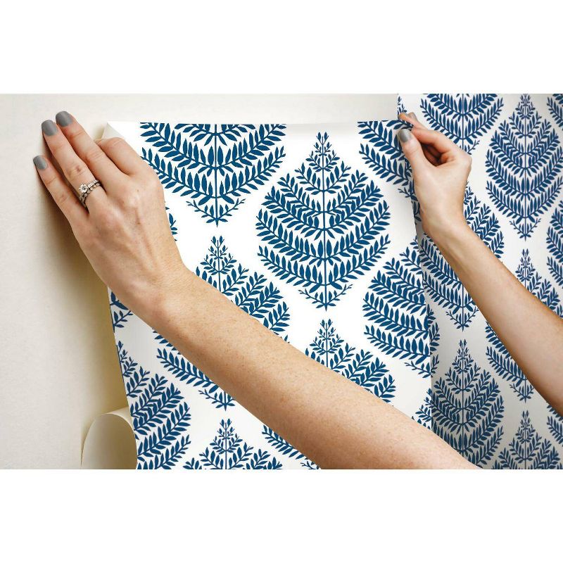 RoomMates Hygge Fern Damask Peel and Stick Wallpaper Blue, 3 of 13