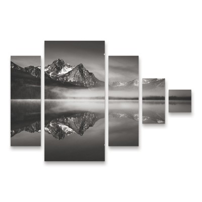 Trademark Fine Art Alan Majchrowicz Moonset on McGown Peak 5 Piece Panel Set Art