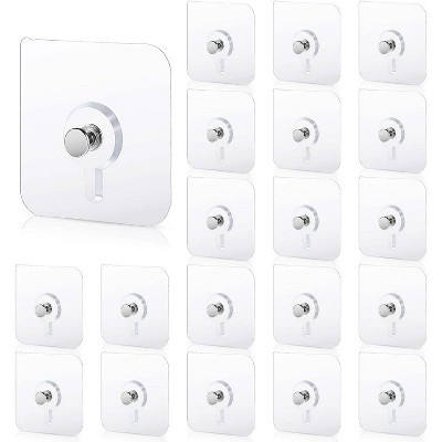 LunaLulinlk 20 Pcs Self Adhesive Wall Hooks No Drill Hooks for Hanging, No-Trace Sticker Frame Hangers without Nails Heavy Duty Adhesive Wall Hooks