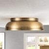 Rennnsan Caerel 14"W 2-Light Drum Frosted Glass Modern Dimmable Flush Mount in Gold - 2 of 4