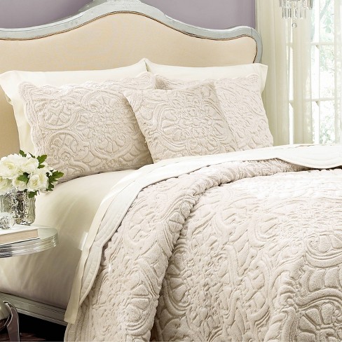 4pc Twin Mudan Quilt Set Taupe - Waverly