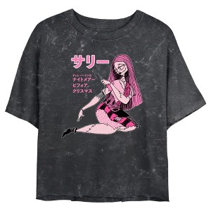 Juniors Womens The Nightmare Before Christmas Pink Sally Sketch Crop T-Shirt - 1 of 4