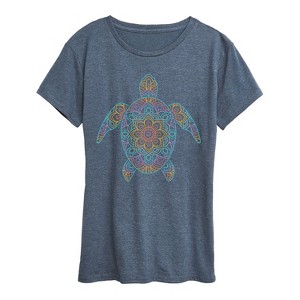 Women's - Instant Message - Rainbow Decorative Sea Turtle Short Sleeve Graphic T-Shirt - 1 of 4