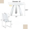 Infurnic Dining Sets Dining Table and Chair Set Mirror-polished Stainless Steel Base 4 Chairs Modern Luxury Round , Silver, 42"*42"*29.5" - 3 of 4
