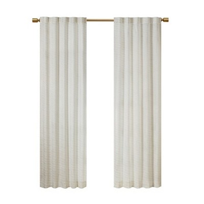 Dsvimoy Curtain Panel Metallic Printed Poly Velvet Rod Pocket Back Tab Design for Living Rooms, White, 3.84"*14.17"*9.45"