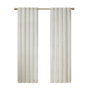 Dsvimoy Curtain Panel Metallic Printed Poly Velvet Rod Pocket Back Tab Design for Living Rooms, White, 3.84"*14.17"*9.45" - 1 of 4