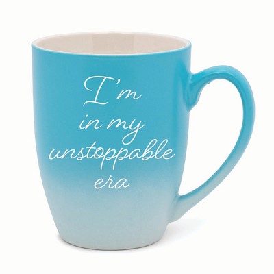 Elanze Designs In My Unstoppable Era Two Toned Ombre Matte 10 ounce New Bone China Coffee Tea Cup Mug For Your Favorite Morning Brew, Teal and White